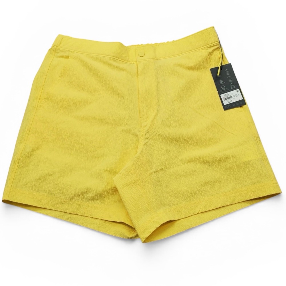 VRST Relaxed Fit Sport Shorts Mens Medium Yellow‎ Seersucker Texture NWT